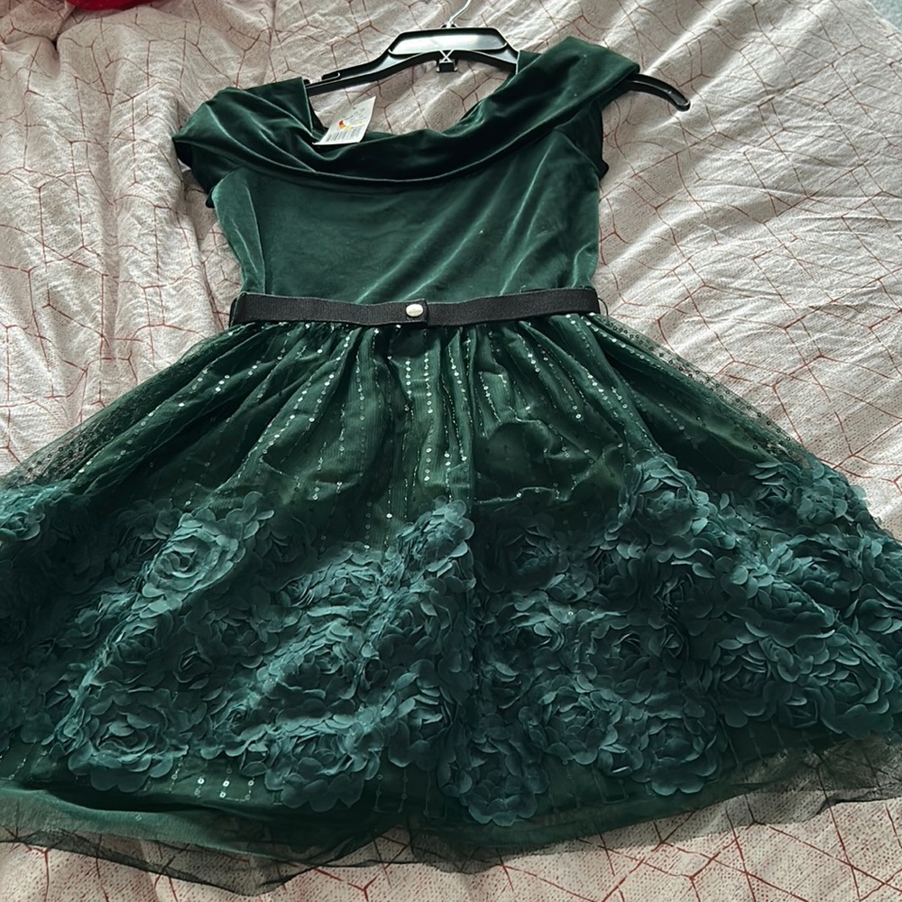 NWT Girls Knitworks cute green dress size 10